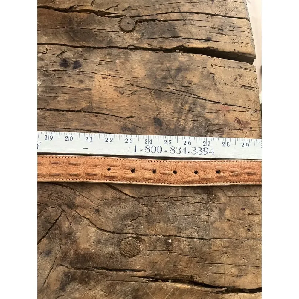Crocodile Brown Genuine Leather Belt Kids Size 22 Western Style Made In Mexico